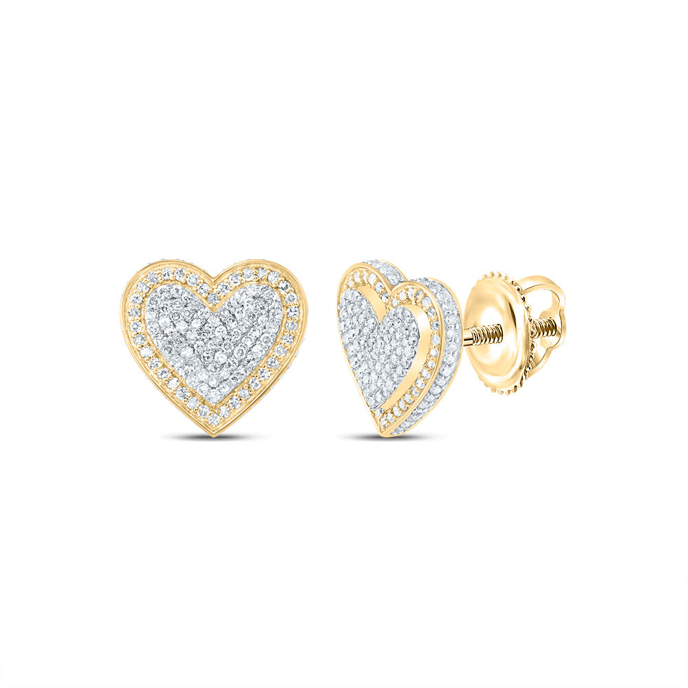 3/4CTW-NAT DIA NK FASHION HEART STUD EARRING Daisy Joyeria