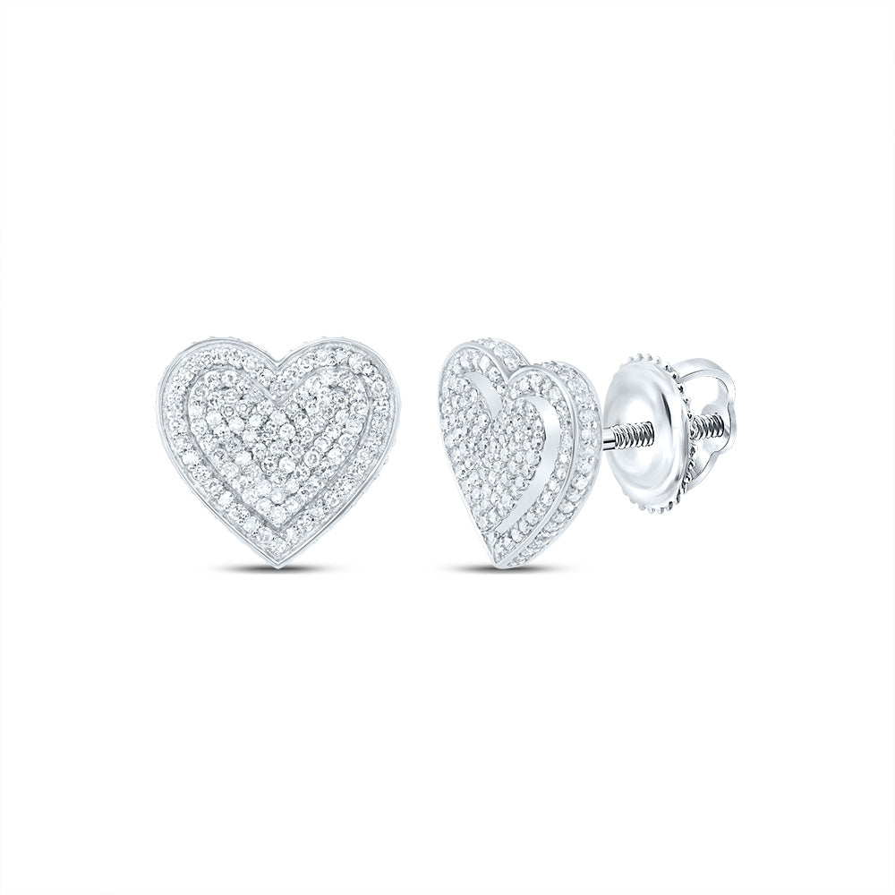 3/4CTW-NAT DIA NK FASHION HEART STUD EARRING Daisy Joyeria