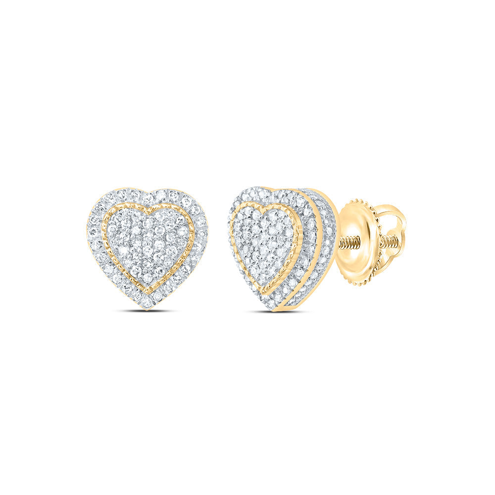 3/8CTW-NAT DIA NK FASHION HEART EARRING Daisy Joyeria