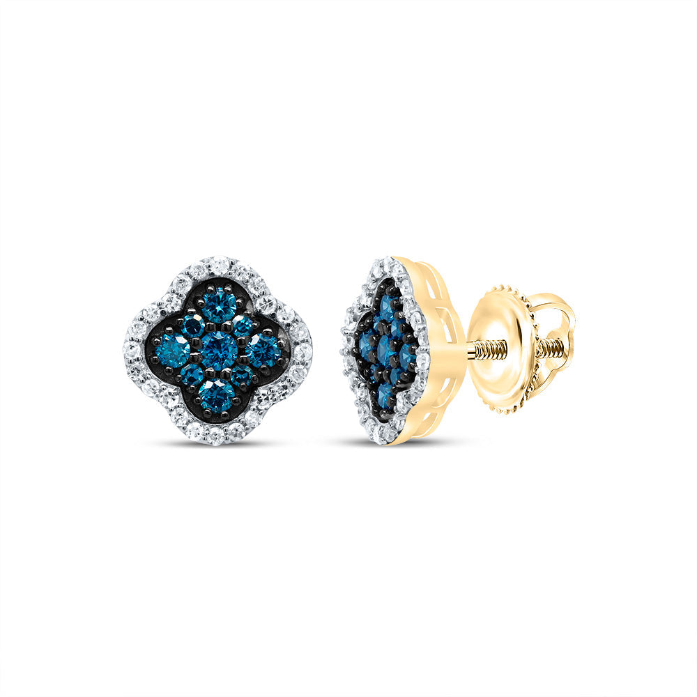 1/2CTW-DIA P1 GIFT BLUE DIAMOND CLOVER STUD EARRING Daisy Joyeria