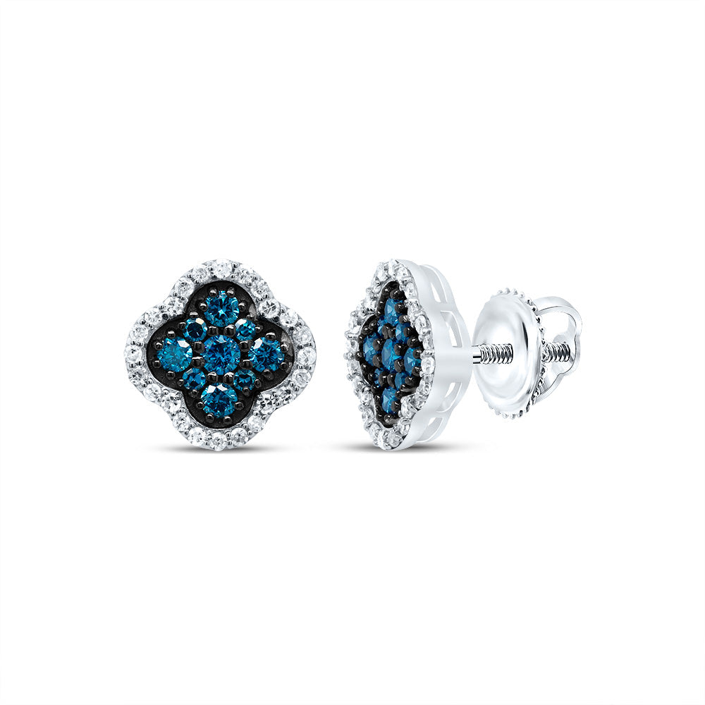 1/2CTW-DIA P1 GIFT BLUE DIAMOND CLOVER STUD EARRING Daisy Joyeria
