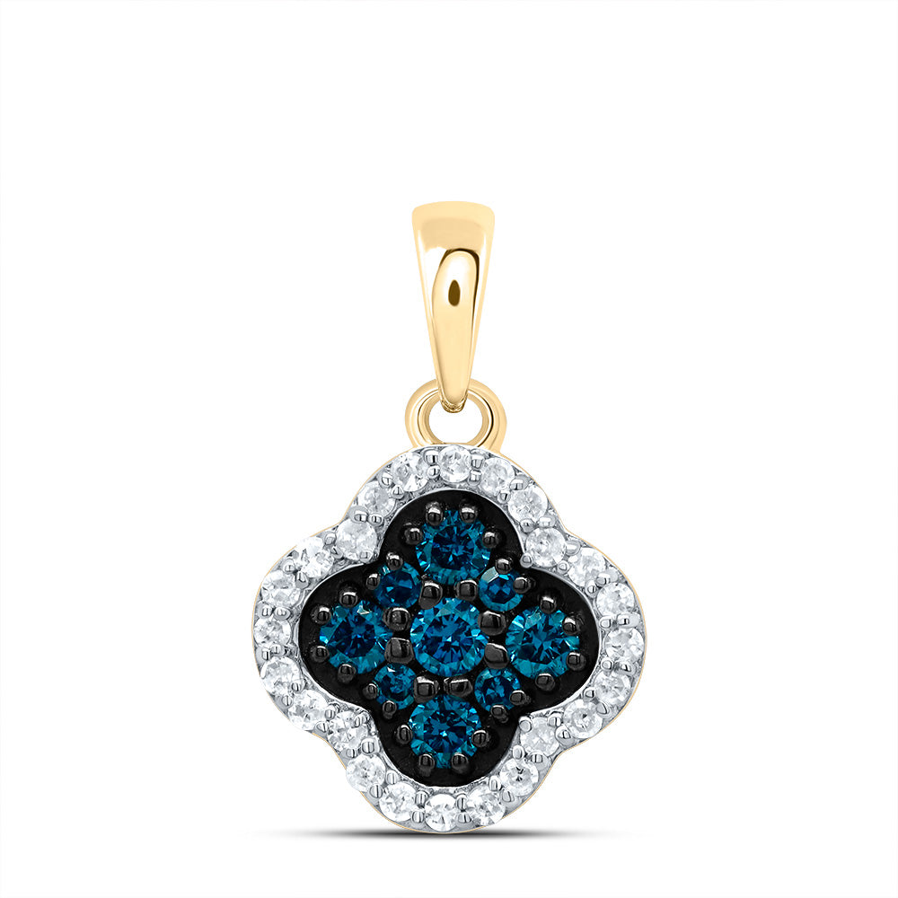 1/4CTW-DIA P1 GIFT BLUE DIAMOND CLOVER PENDANT Daisy Joyeria