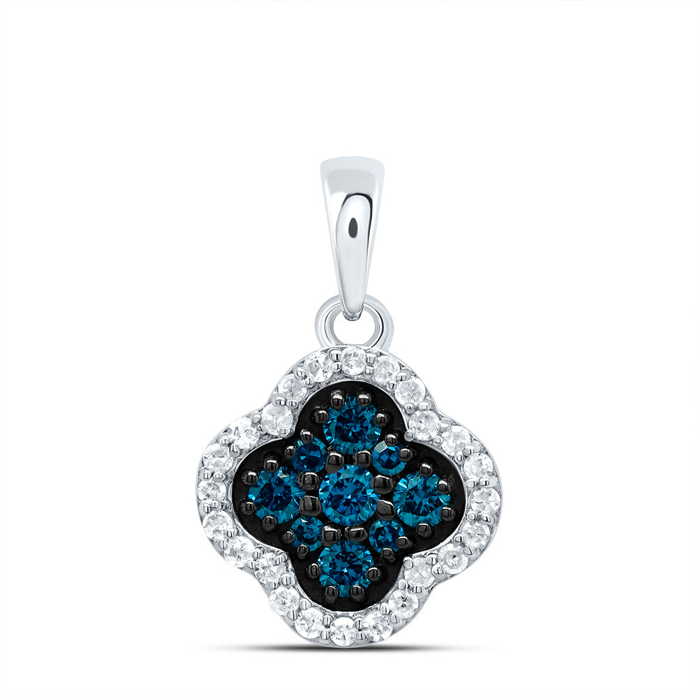 1/4CTW-DIA P1 GIFT BLUE DIAMOND CLOVER PENDANT Daisy Joyeria