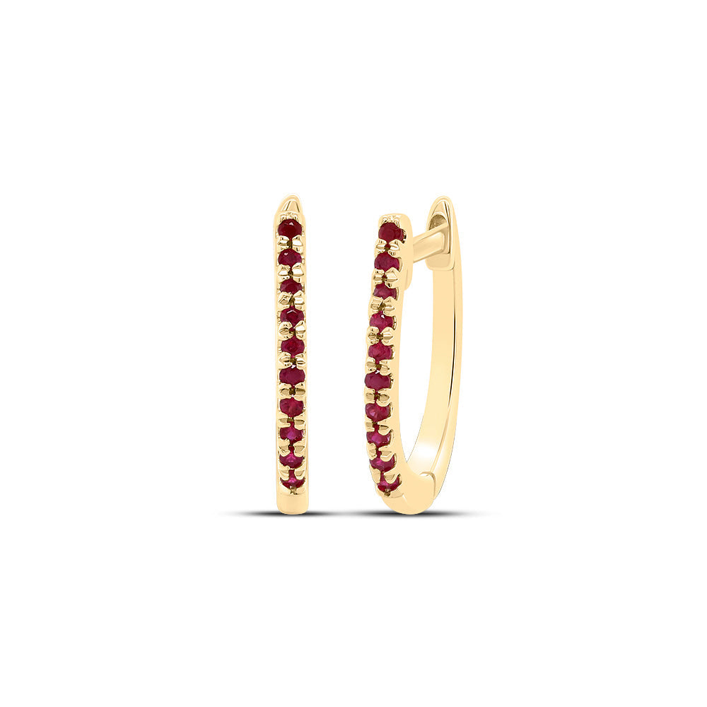 1/10CTW RUBY-RD NAT GEM FASHION HOOPS EARRING Daisy Joyeria