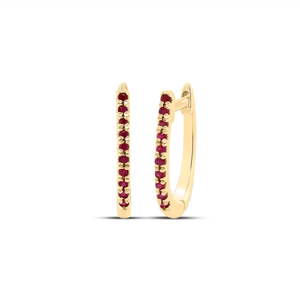 1/10CTW RUBY-RD NAT GEM FASHION HOOPS EARRING Daisy Joyeria