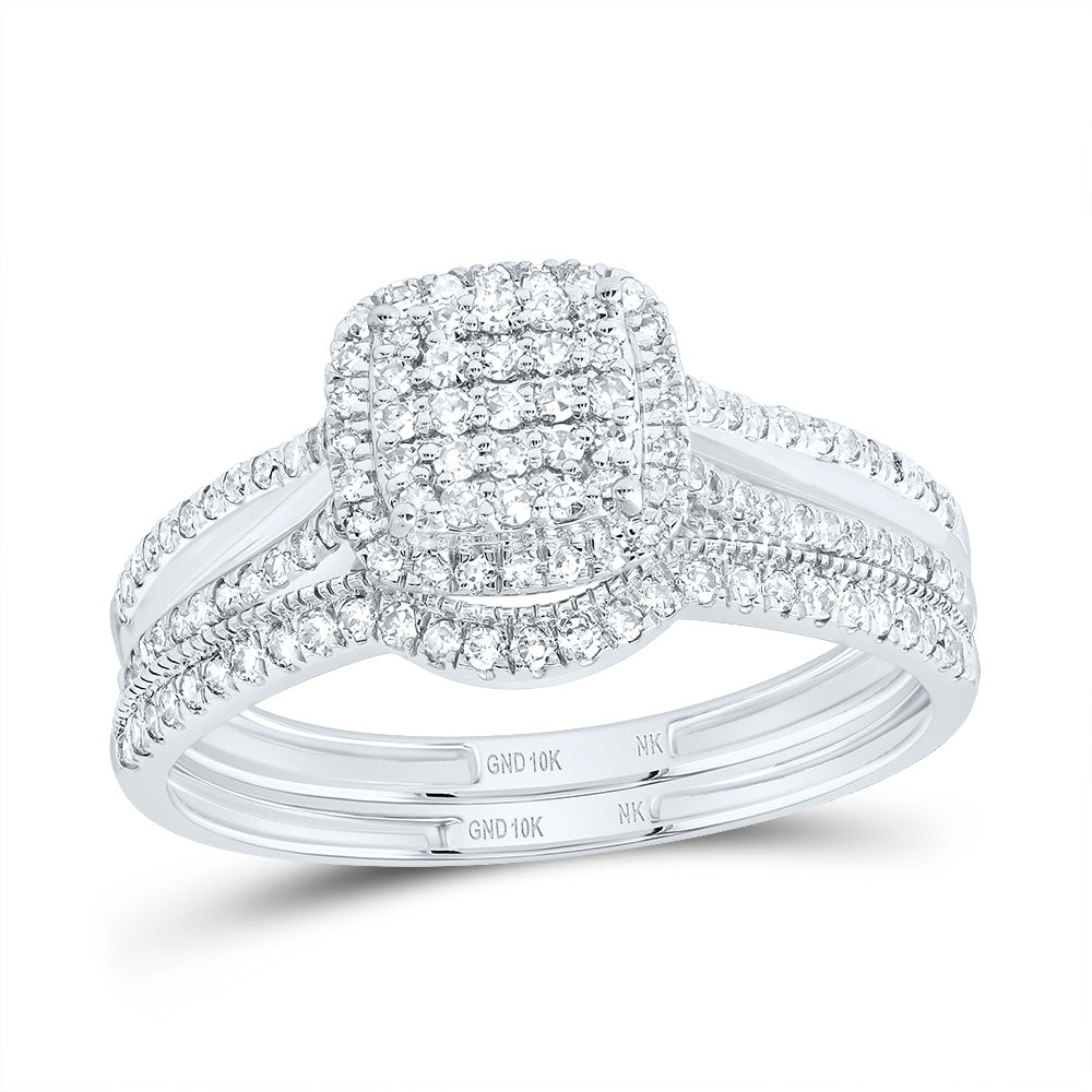 1/2CTW-DIA NK CUSHION SINGLE HALO BRIDAL SET 7 Daisy Joyeria