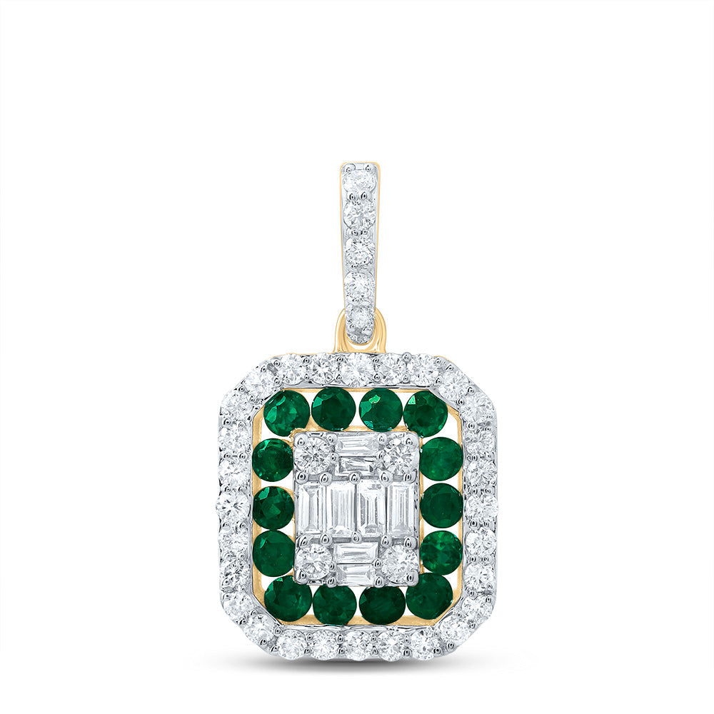 1/3CTW-DIA ANA M 1/4CTW-RD-EM NAT GEM OCTAGON PENDANT Daisy Joyeria