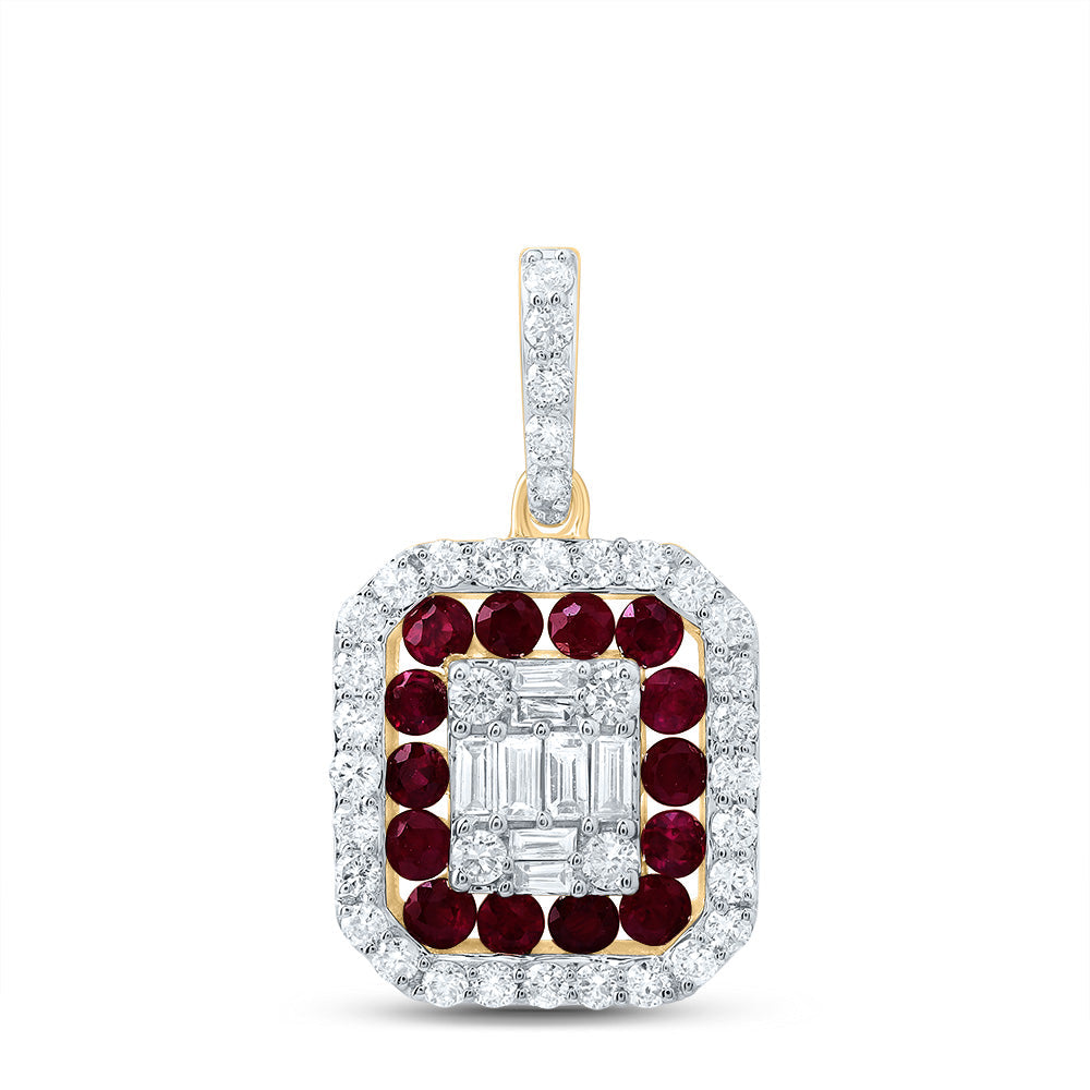 1/3CTW-DIA ANA M 1/4CTW-RD-RU NAT GEM OCTAGON PENDANT Daisy Joyeria