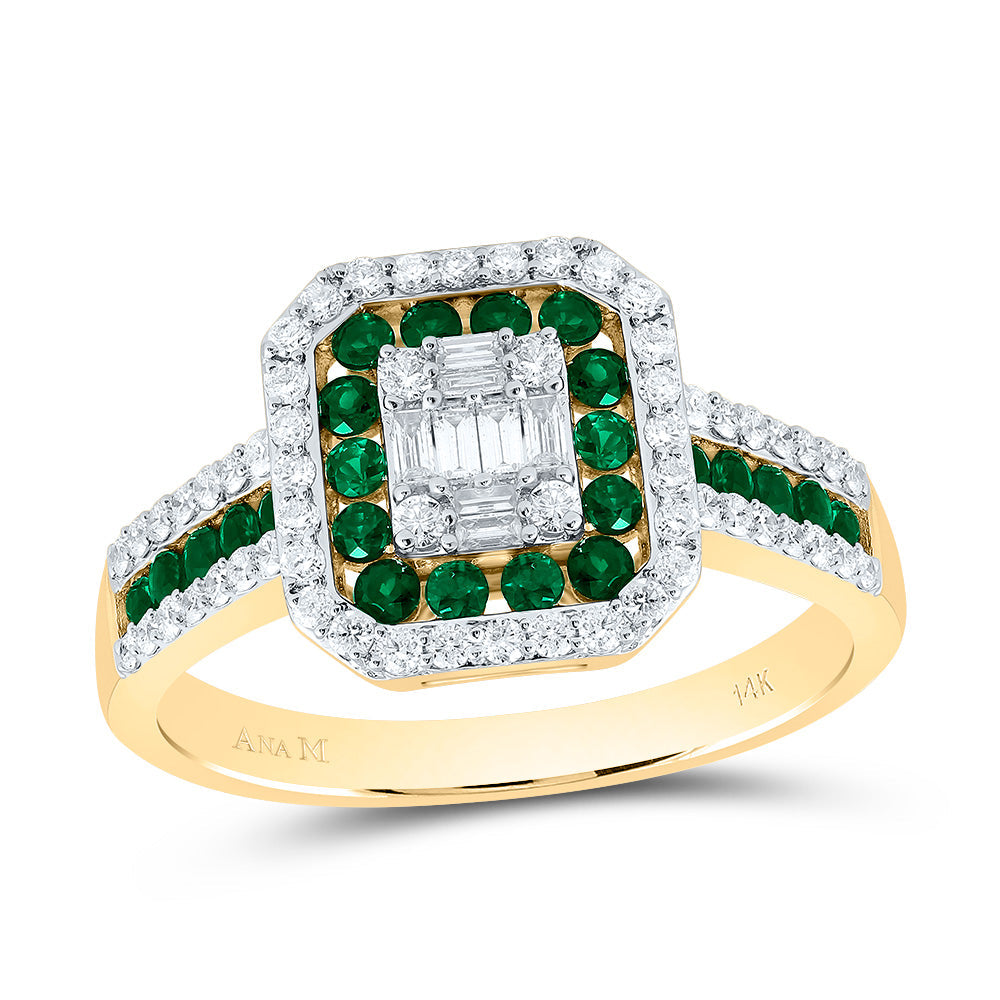3/8CTW-DIA ANA M 3/8CTW-RD-EM NAT GEM OCTAGON RING 7 Daisy Joyeria