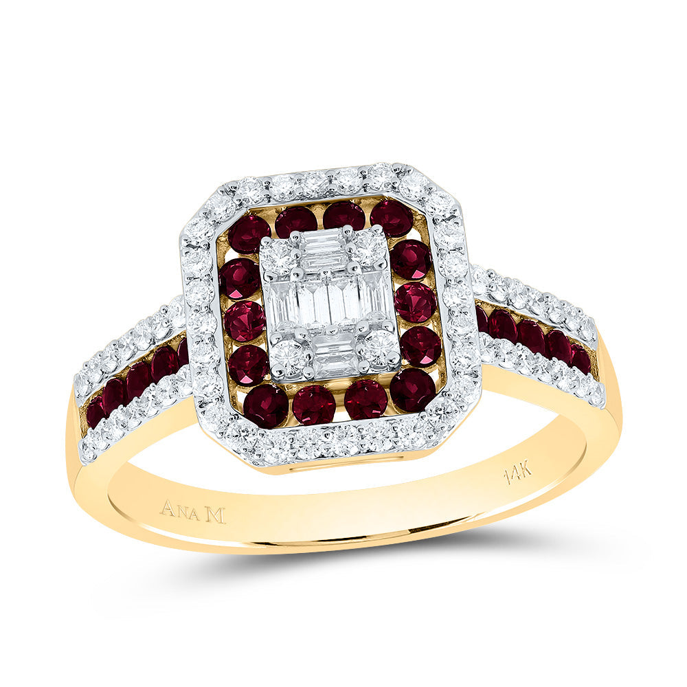 3/8CTW-DIA ANA M 3/8CTW-RD-RU NAT GEM OCTAGON RING 7 Daisy Joyeria