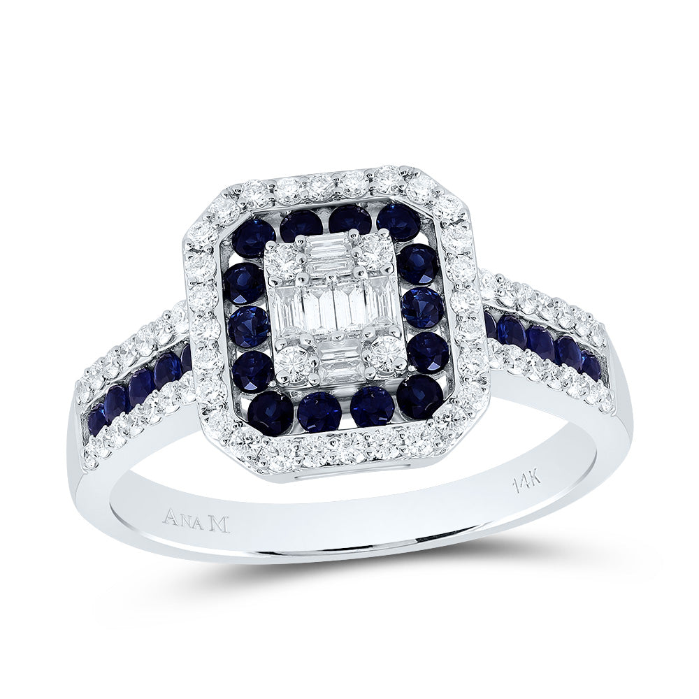 3/8CTW-DIA ANA M 1/2CTW-RD-BS NAT GEM OCTAGON RING 7 Daisy Joyeria