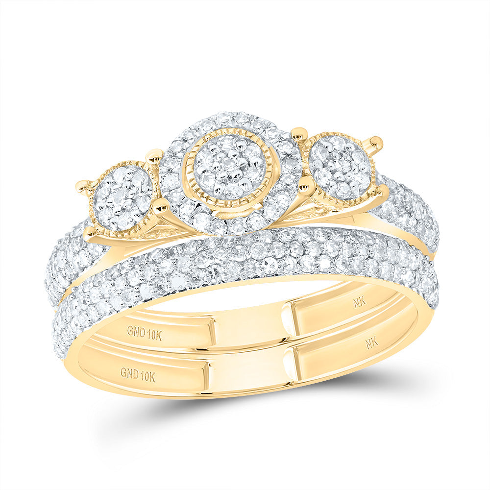 5/8CTW-DIA NK FASHION ROUND FLOWER BRIDAL SET 7 Daisy Joyeria