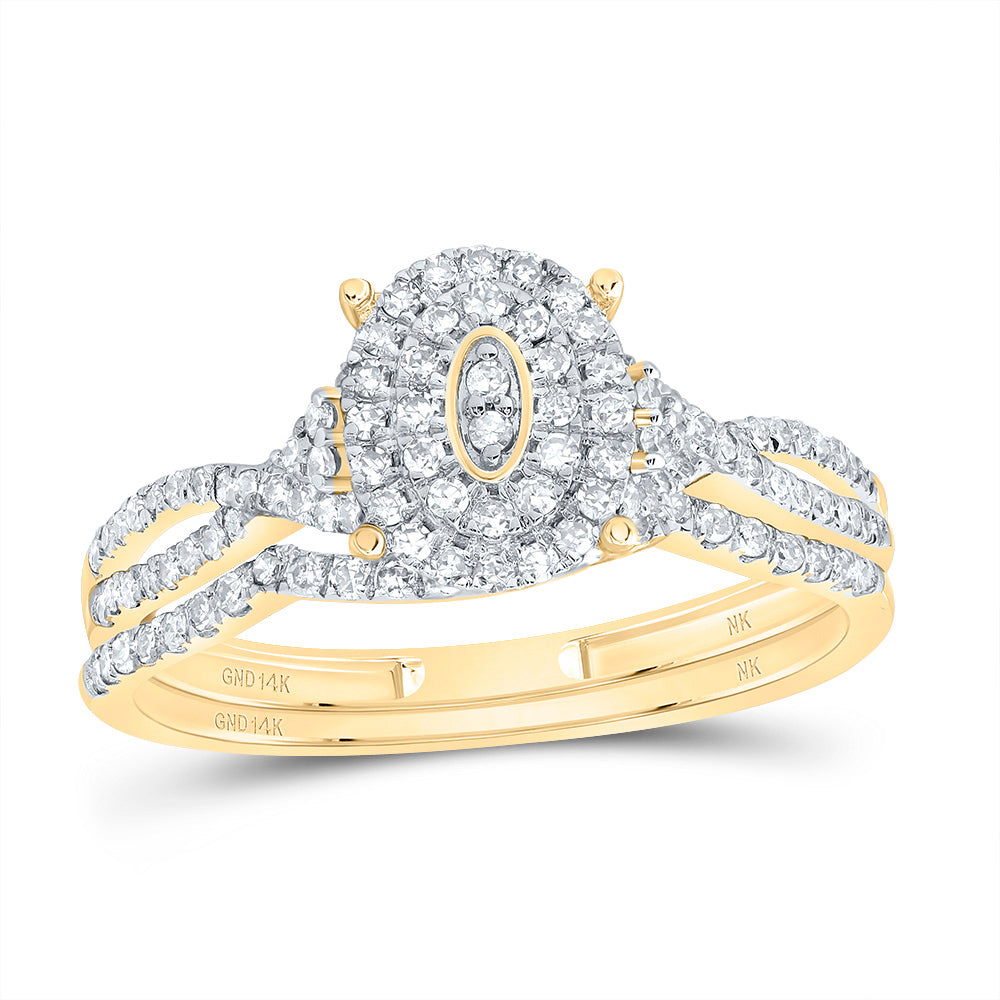 3/8CTW-DIA NK OVAL DOUBLE HALO BRIDAL SET 7 Daisy Joyeria