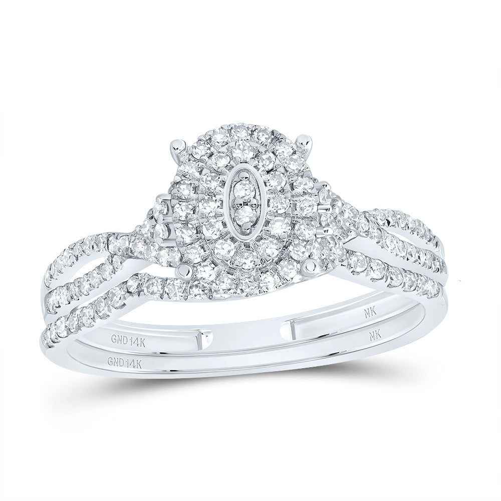 3/8CTW-DIA NK OVAL DOUBLE HALO BRIDAL SET 7 Daisy Joyeria