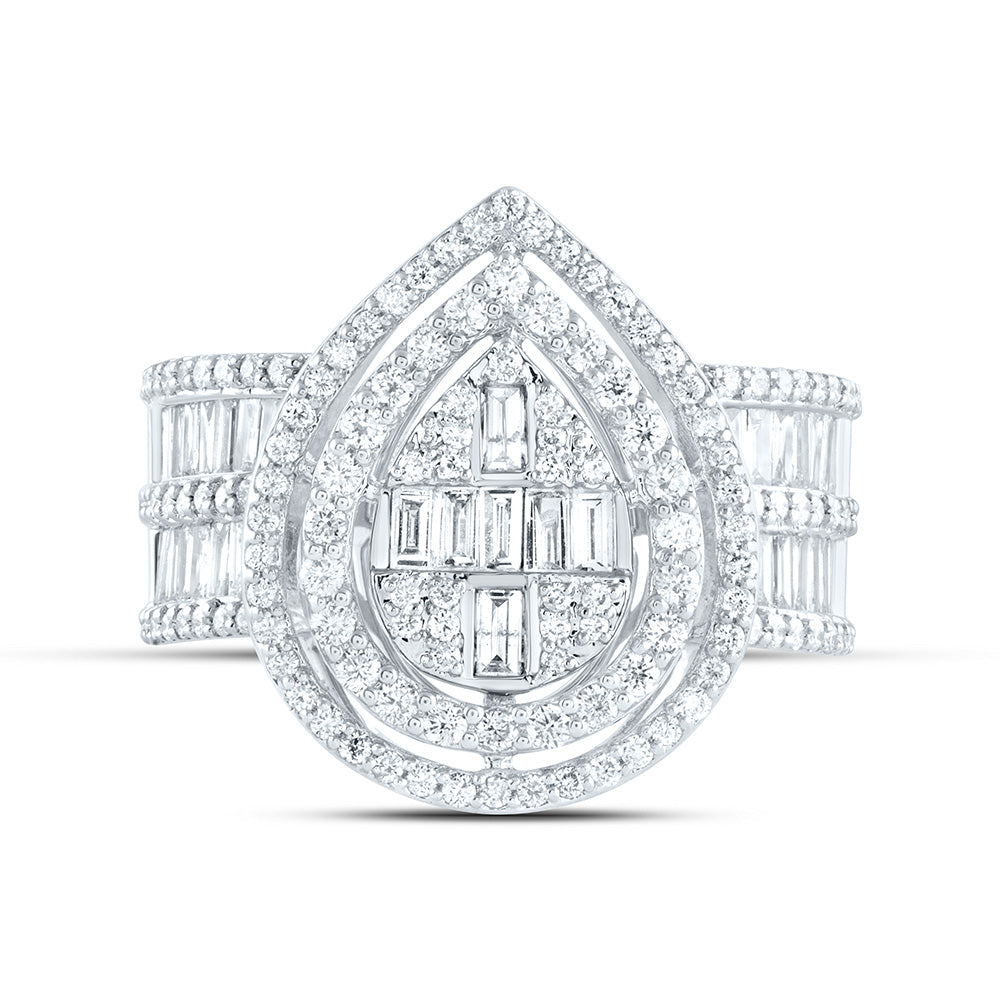 1 3/8CTW-DIA ANA M FASHION PEAR BAGUETTE BRIDAL RING 7 Daisy Joyeria