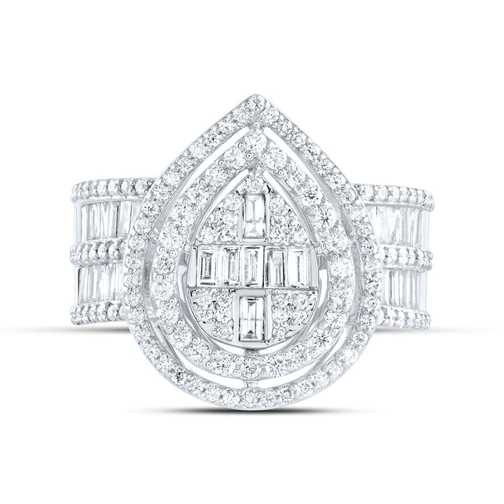 1 3/8CTW-DIA ANA M FASHION PEAR BAGUETTE BRIDAL RING 7 Daisy Joyeria