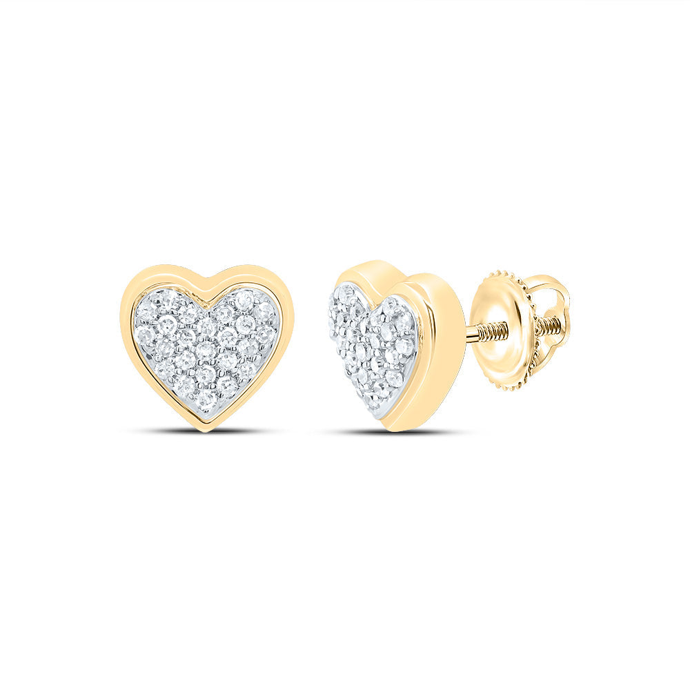 1/8CTW-NAT DIA P1 GIFT HEART STUD EARRING Daisy Joyeria
