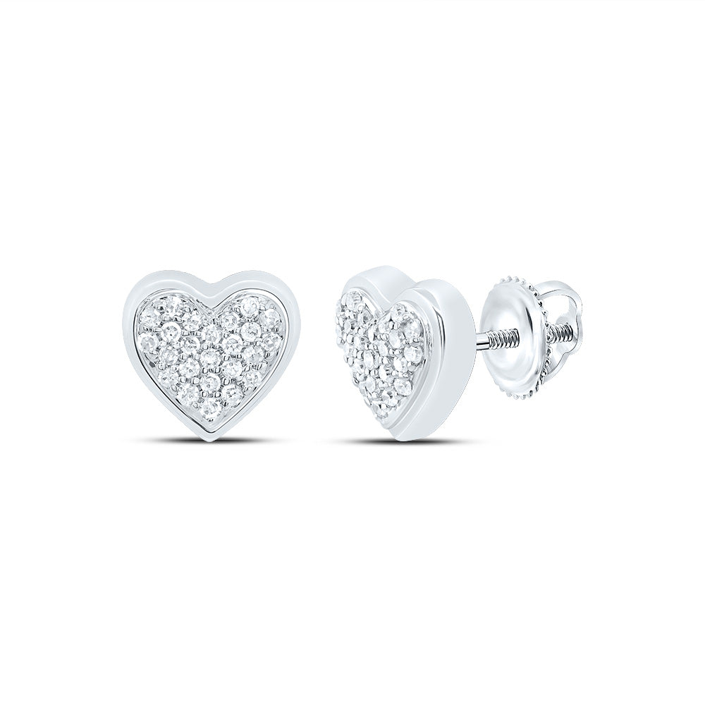 1/8CTW-NAT DIA P1 GIFT HEART STUD EARRING Daisy Joyeria