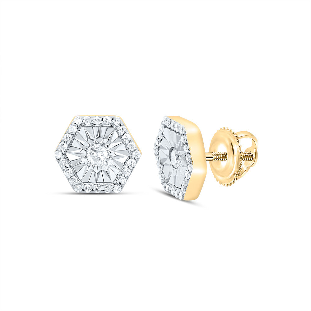 1/5CTW-DIA P1 GIFT HEXAGON STUD EARRING Daisy Joyeria