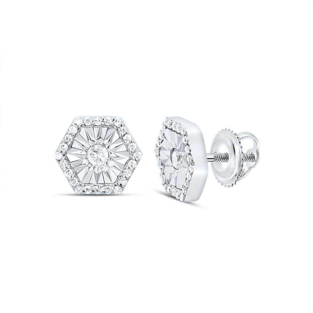 1/5CTW-DIA P1 GIFT HEXAGON STUD EARRING Daisy Joyeria
