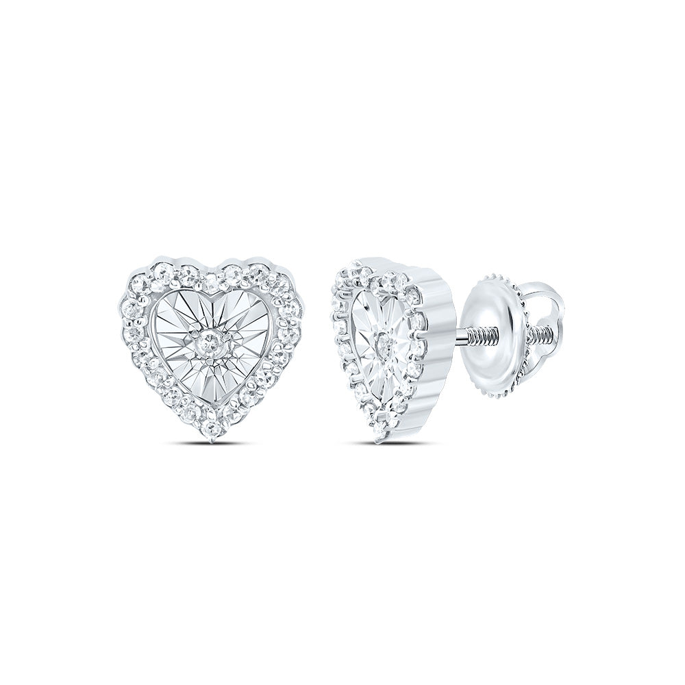 1/8CTW-NAT DIA P1 GIFT HEART STUD EARRING Daisy Joyeria