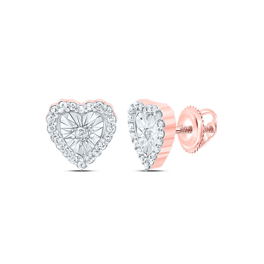 1/8CTW-NAT DIA P1 GIFT HEART STUD EARRING Daisy Joyeria
