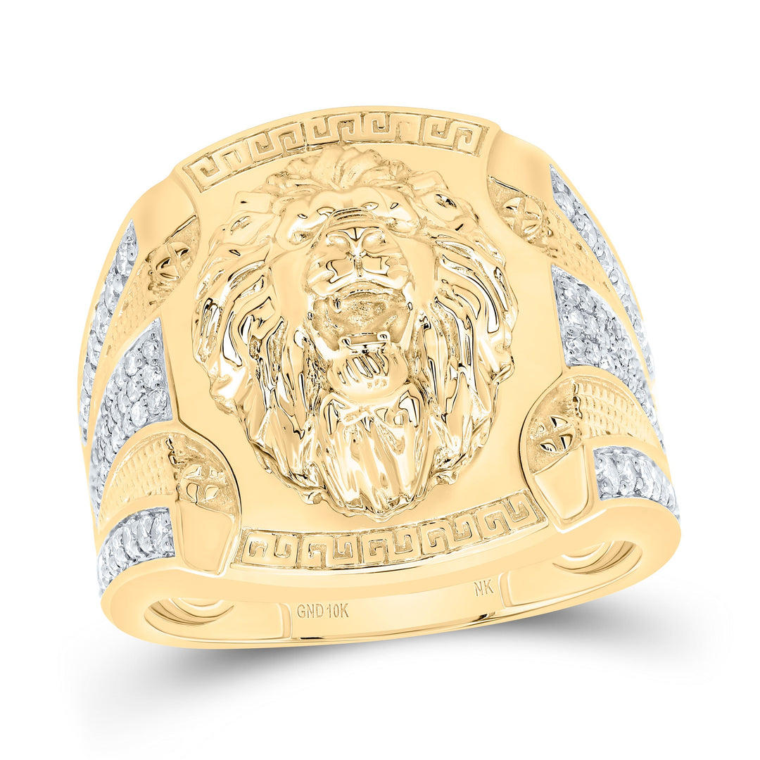 3/4CTW-DIA NK FASHION LION FACE MEN'S RING 10 Daisy Joyeria