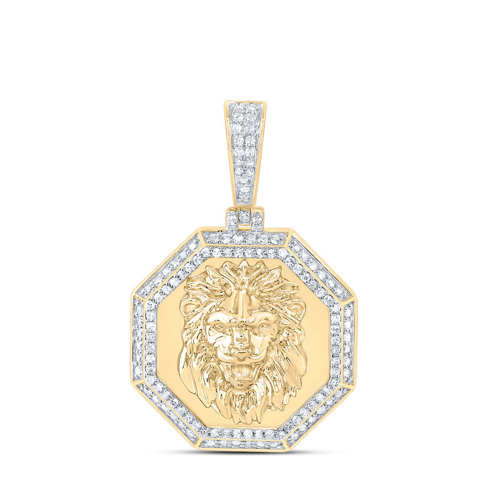 3/8CTW-DIA NK FASHION LION FACE  OCTAGON MEN'S CHARM Daisy Joyeria