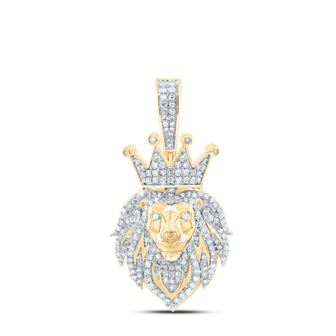 5/8CTW-DIA NK FASHION LION FACE CROWN MEN'S CHARM Daisy Joyeria