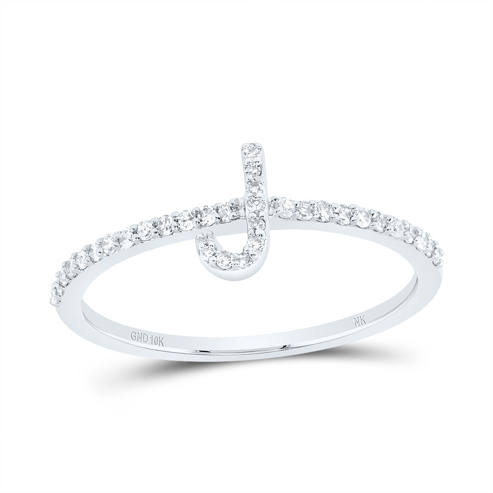 1/6CTW-DIA NK GIFT INITIAL "J" RING 7 Daisy Joyeria