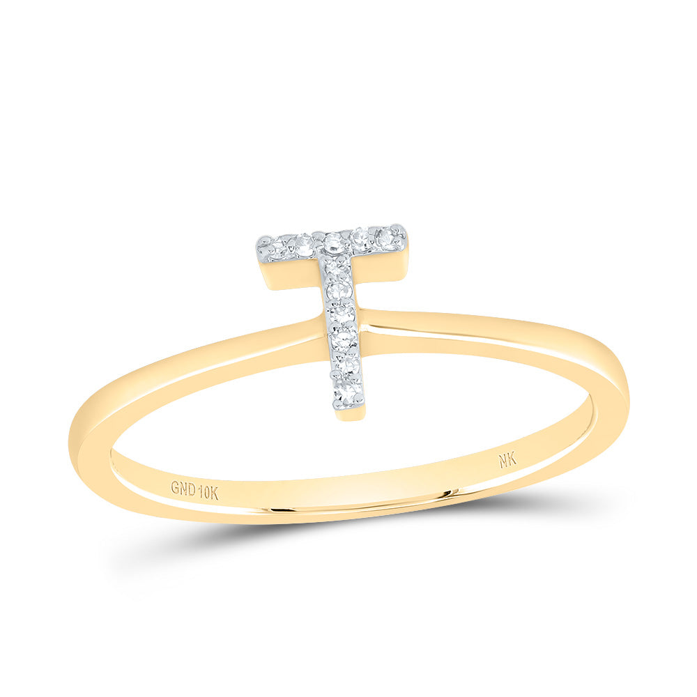 0.03CTW-DIA NK GIFT INITIAL "T" RING 7 Daisy Joyeria
