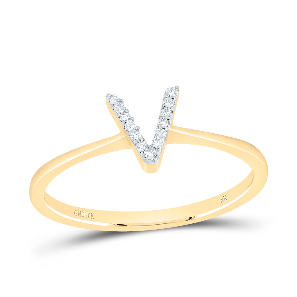 1/20CTW-DIA NK GIFT INITIAL "V" RING 7 Daisy Joyeria