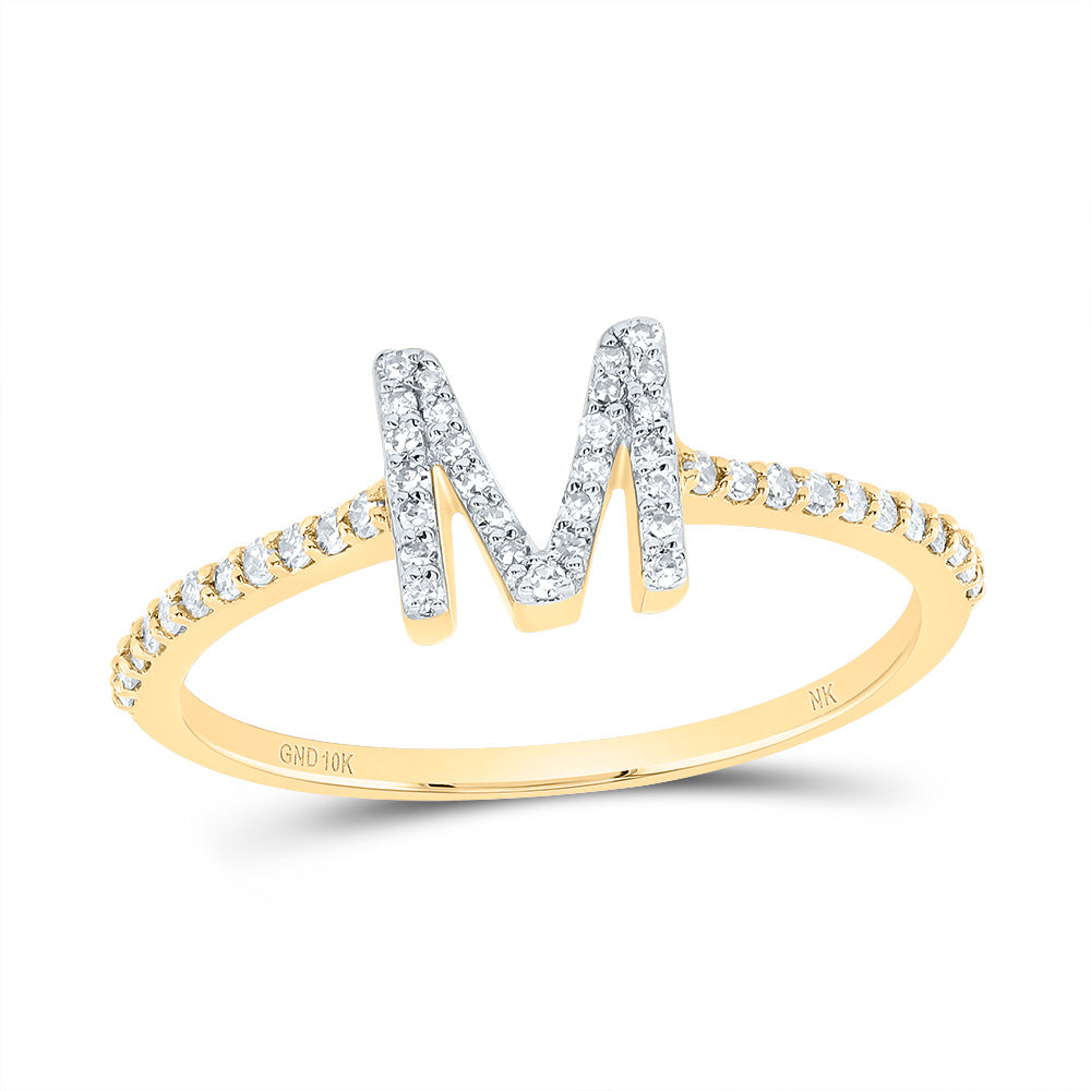 1/5CTW-DIA NK GIFT INITIAL "M" RING 7 Daisy Joyeria