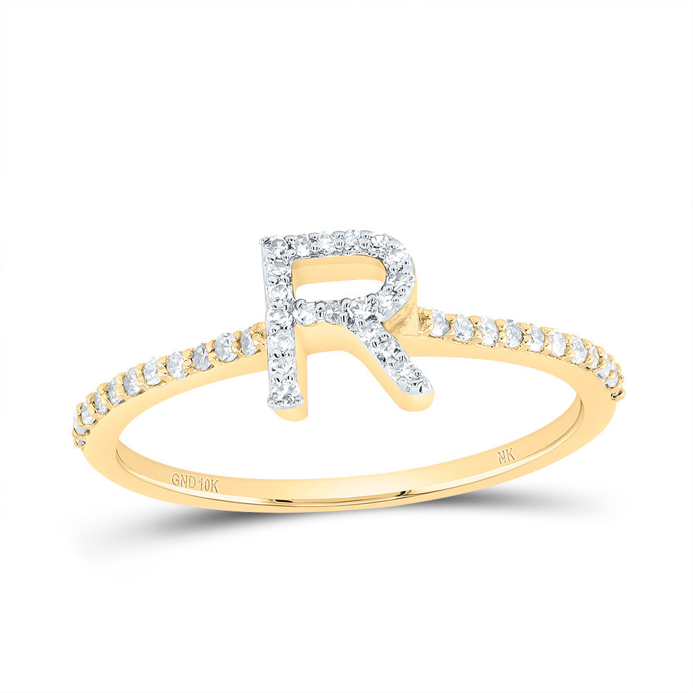 1/5CTW-DIA NK GIFT INITIAL "R" RING 7 Daisy Joyeria
