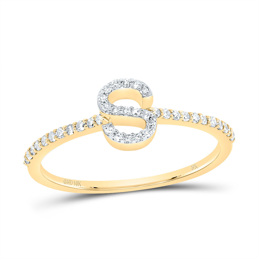 1/6CTW-DIA NK GIFT INITIAL "S" RING 7 Daisy Joyeria