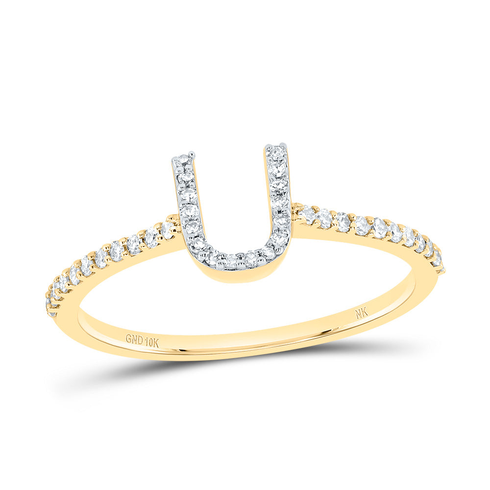 1/6CTW-DIA NK GIFT INITIAL "U" RING 7 Daisy Joyeria