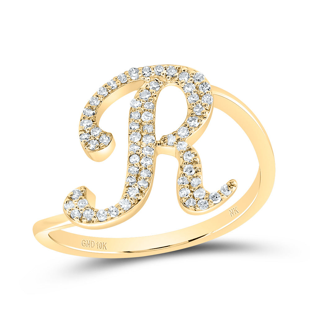 1/5CTW-DIA NK GIFT INITIAL "R" RING 7 Daisy Joyeria