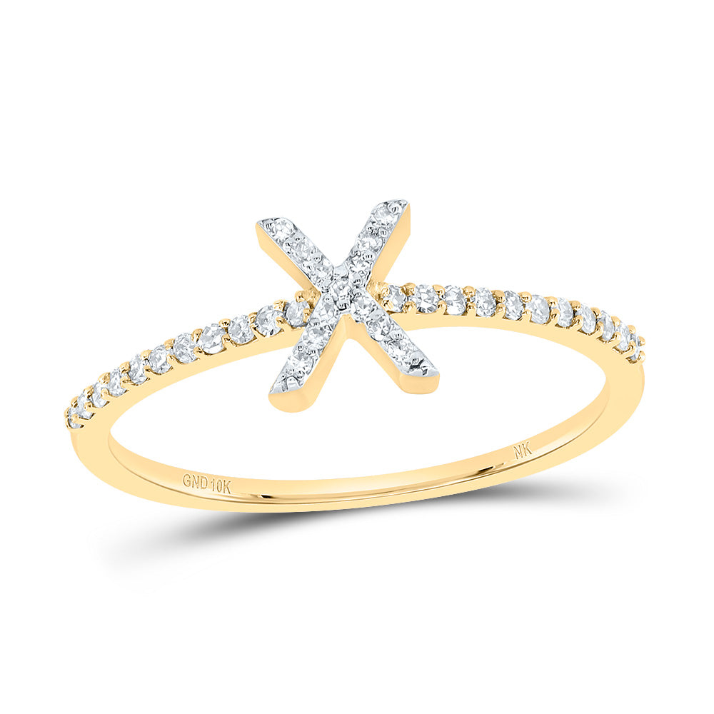 1/6CTW-DIA NK GIFT INITIAL "X" RING 7 Daisy Joyeria