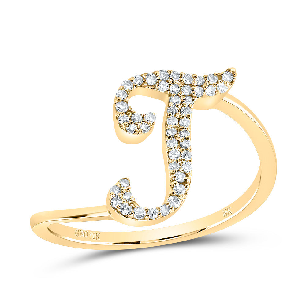 1/8CTW-DIA NK GIFT INITIAL "T" RING 7 Daisy Joyeria