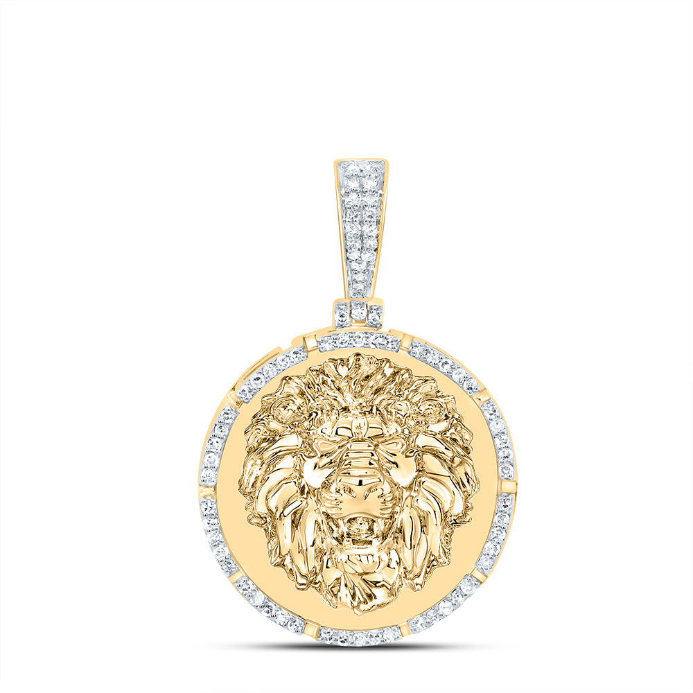 1/4CTW-DIA NK LION FACE ROUND MEN'S CHARM Daisy Joyeria