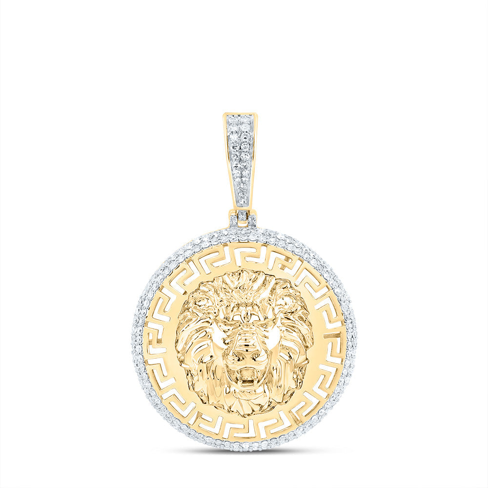 5/8CTW-DIA NK LION FACE ROUND MEN'S CHARM Daisy Joyeria
