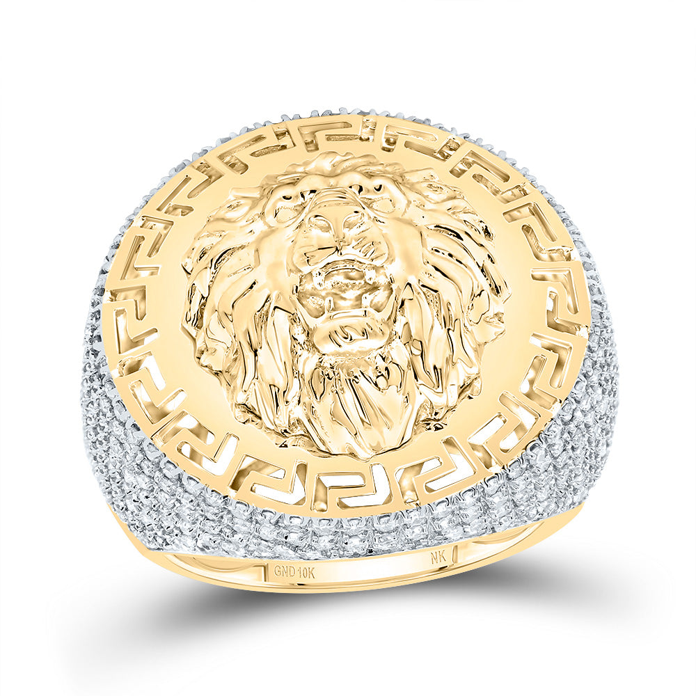 1 CTW-DIA NK LION FACE ROUND MEN'S RING 10 Daisy Joyeria