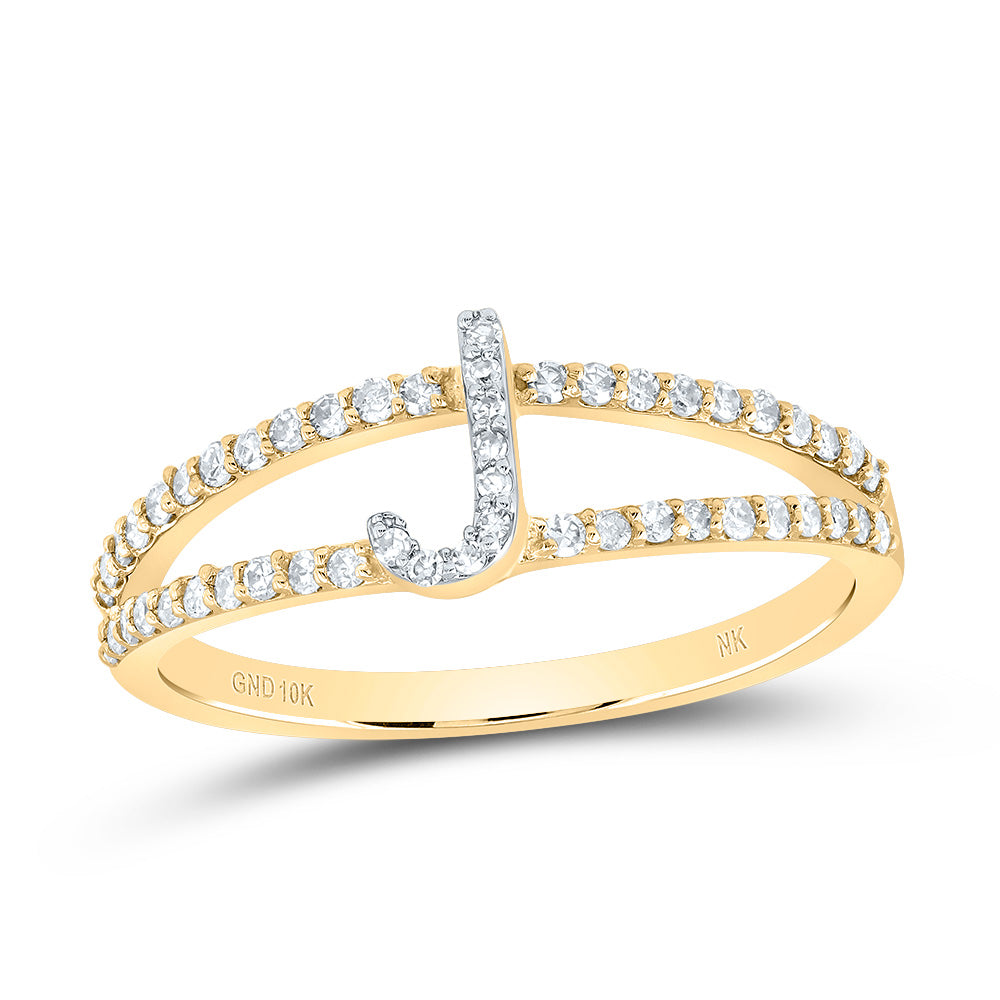 1/4CTW-DIA NK GIFT INITIAL "J" LADIES RING 7 Daisy Joyeria