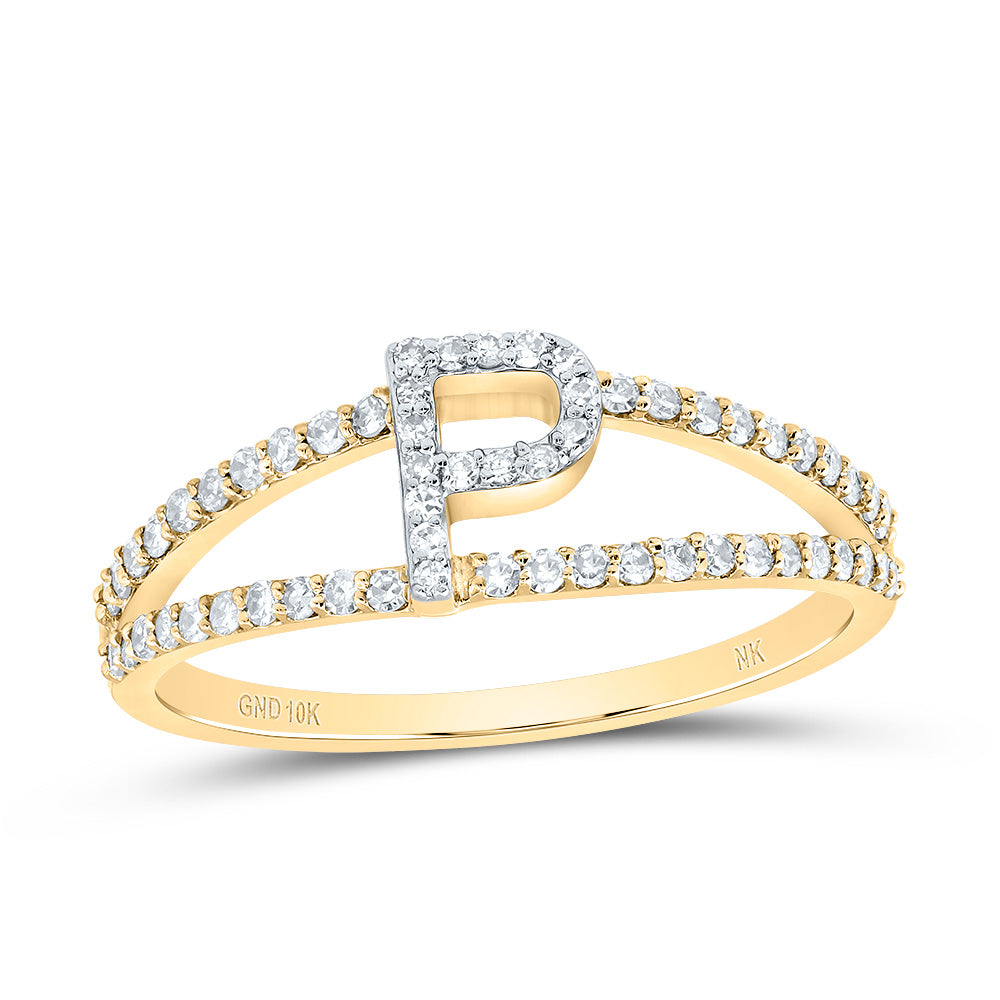 1/4CTW-DIA NK GIFT INITIAL "P" LADIES RING 7 Daisy Joyeria