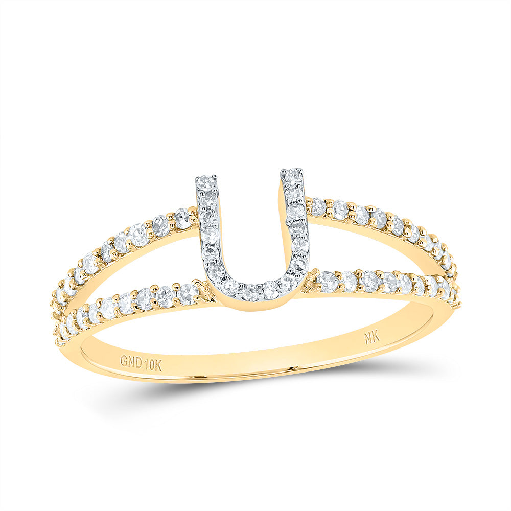1/4CTW-DIA NK GIFT INITIAL "U" LADIES RING 7 Daisy Joyeria