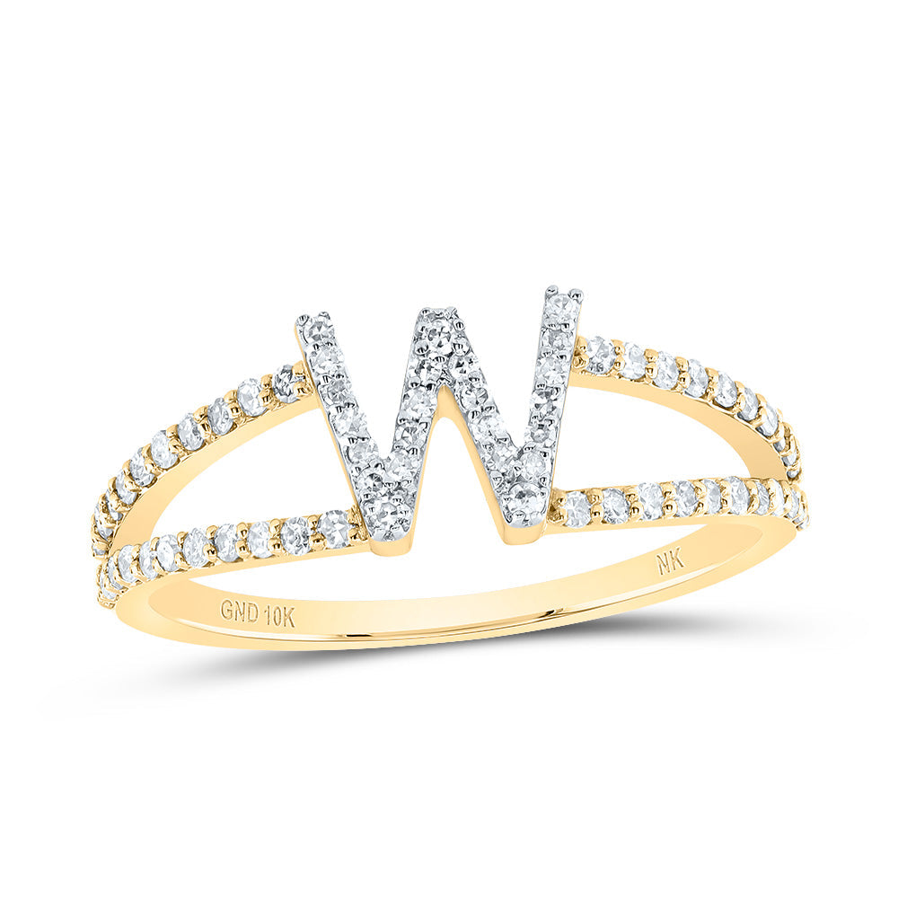 1/4CTW-DIA NK GIFT INITIAL "W" LADIES RING 7 Daisy Joyeria