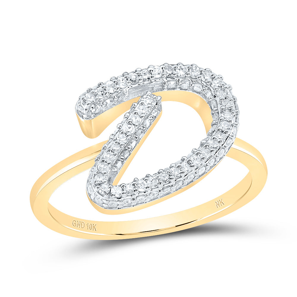 3/8CTW-DIA NK FASHION INITIAL "D"  RING 7 Daisy Joyeria