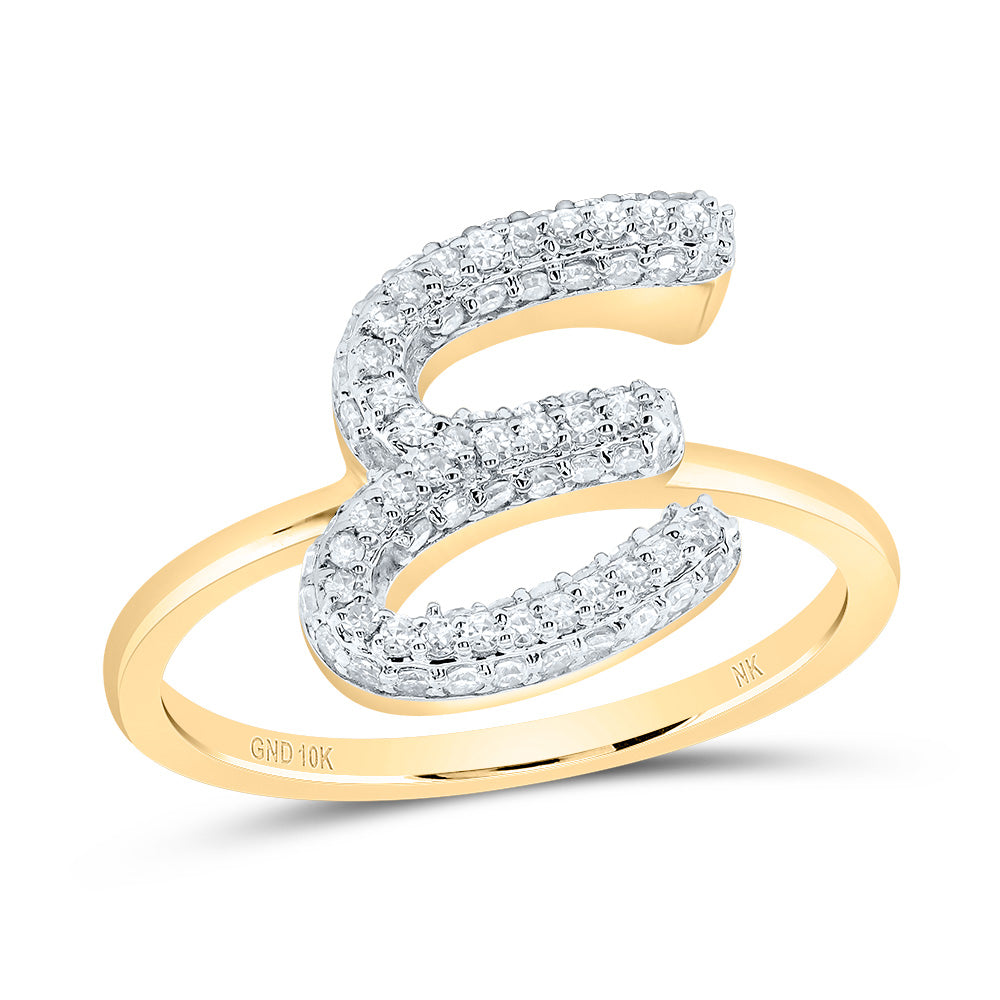 3/8CTW-DIA NK FASHION INITIAL "E"  RING 7 Daisy Joyeria