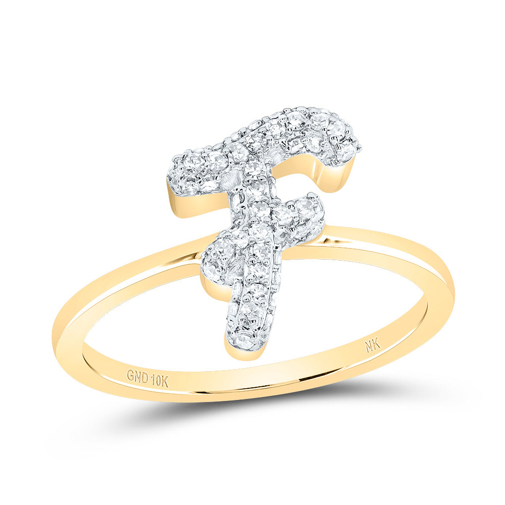 1/4CTW-DIA NK FASHION INITIAL "F"  RING 7 Daisy Joyeria