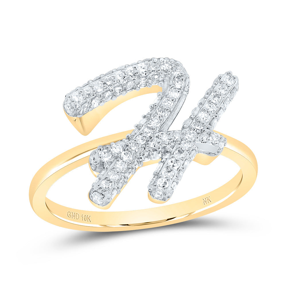 3/8CTW-DIA NK FASHION INITIAL "H"  RING 7 Daisy Joyeria